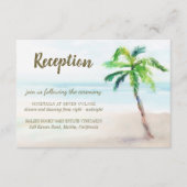トロピカルビーチパームツリーウェディングレセプション エンクロージャーカード (正面)