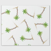 トロピカルビーチパームツリーウォーターカラークリスマス ラッピングペーパー (フラット)