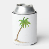 トロピカルビーチパームツリーウォーターカラー 缶クーラー (缶正面)