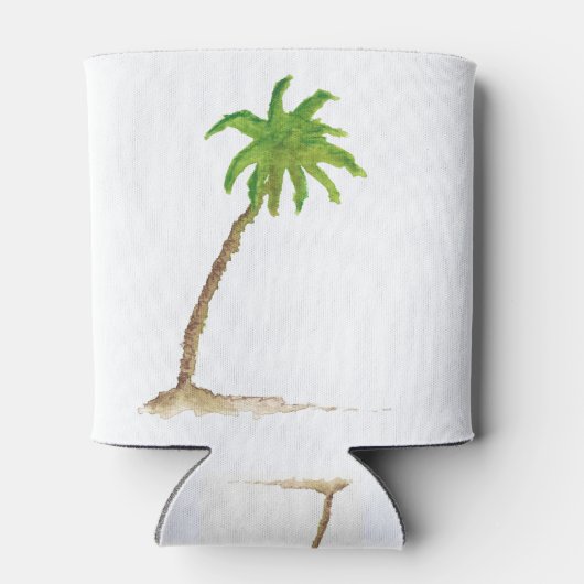 トロピカルビーチパームツリーウォーターカラー 缶クーラー (裏面)