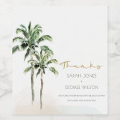 トロピカルビーチパームツリーウォーター結婚カラー感謝していズ ワインラベル (シングルラベル)