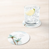 トロピカルビーチパームツリーウォーター結婚カラー ラウンドペーパーコースター (インサイチュ)