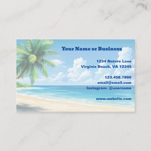 トロピカルビーチパームツリーコーストデザイン 名刺 (裏面)