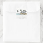 トロピカルビーチパームツリースケッチ水彩アドレス スクエアシール (バッグ)