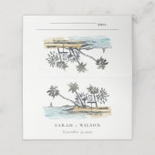 トロピカルビーチパームツリースケッチ水結婚色 プレイスカード (外部開封)