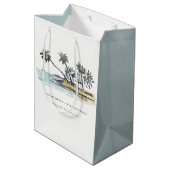 トロピカルビーチパームツリースケッチ水結婚色 ミディアムペーパーバッグ (裏面アングル)