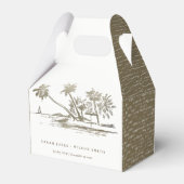 トロピカルビーチパームツリースケッチ淡い色の金ゴールド結婚ズ フェイバーボックス (裏面サイド)