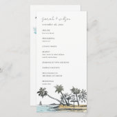 トロピカルビーチパームツリースケッチ結婚式 プログラム (正面/裏面)