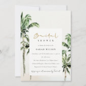 トロピカルビーチパームツリーズウォーターカラーブライダルシャワー 招待状 (正面)