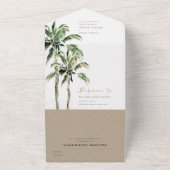 トロピカルビーチパームツリーズウォーター結婚カラー オールインワン招待状 (外側)