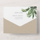 トロピカルビーチパームツリーズウォーター結婚カラー オールインワン招待状 (裏面)