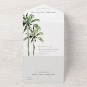 トロピカルビーチパームツリーズウォーター結婚カラー オールインワン招待状 (外側)