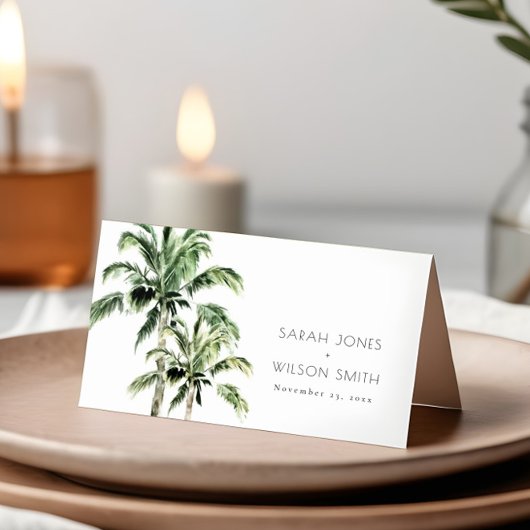 トロピカルビーチパームツリーズウォーター結婚カラー プレイスカード