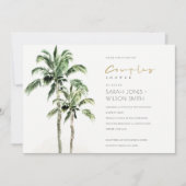 トロピカルビーチパームツリーズカップルシャワー招待状 サンキューカード (正面)