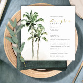 トロピカルビーチパームツリーズカップルシャワー招待状 サンキューカード
