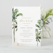 トロピカルビーチパームツリーズカップルシャワー招待状 サンキューカード (スタンド正面)