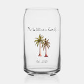 トロピカルビーチパームツリーズスケッチ夏 ガラス缶 (正面)