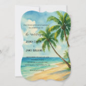 トロピカルビーチパームツリーズデスティネーションウェディング 招待状 (正面)
