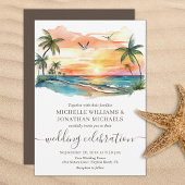 トロピカルビーチパームツリーズデスティネーションウェディング 招待状