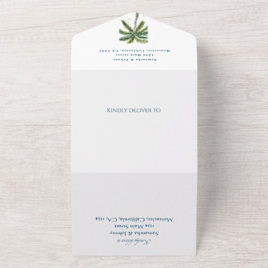 トロピカルビーチパームツリーズデスティネーションシーサイド オールインワン招待状 (外側)