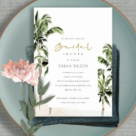 トロピカルビーチパームツリーズブライダルシャワー招待状 サンキューカード