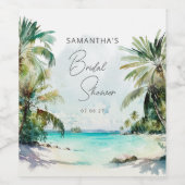 トロピカルビーチパームツリーズブライダルシャワー ワインラベル (シングルラベル)