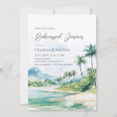 トロピカルビーチパームツリーズリハーサルディナー 招待状 (正面)