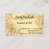 トロピカルビーチパームツリーズヴィンテージアートカスタム コーリングカード (裏面)