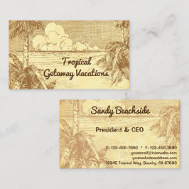 トロピカルビーチパームツリーズヴィンテージアートカスタム コーリングカード