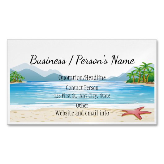トロピカルビーチパームツリーズ海シーカスタムビジネスズ マグネット名刺 (正面)