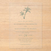 トロピカルビーチパームツリーセージグリーン結婚ズ アクリル招待状 (正面)