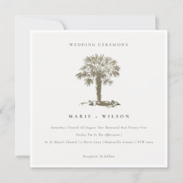 トロピカルビーチパームツリーダーク金ゴールドウェディング招待 サンキューカード