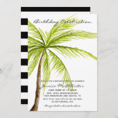 トロピカルビーチパームツリーバースデーパーティーへの招待 招待状 (正面/裏面)