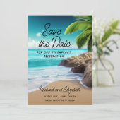 トロピカルビーチパームツリーフォト結婚ズ セーブザデート (スタンド正面)