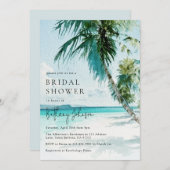 トロピカルビーチパームツリーブライダルシャワー 招待状 (正面/裏面)