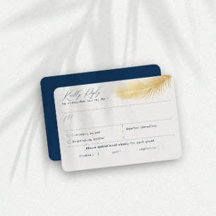 トロピカルビーチパームネイビーミールチョイスRSVPカード 出欠カード