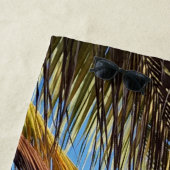 トロピカルビーチパームモノグラム名 ビーチタオル (インサイチュ)