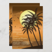 トロピカルビーチパームリハーサルディナー招待 招待状 (正面/裏面)
