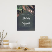 トロピカルビーチパームリーフウェルカムサイン ポスター (キッチン)