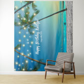 トロピカルビーチパーム誕生日フォトブース背景 タペストリー (インサイチュ)