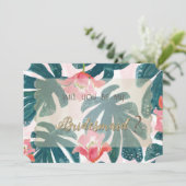 トロピカルビーチヒビスカス葉パームズ花嫁カード 招待状 (スタンド正面)