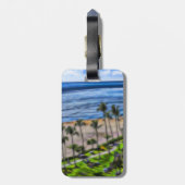 トロピカルビーチビュー海パームツリーズハワイアン ラゲッジタグ (裏面縦)