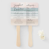 トロピカルビーチピンクサンセット結婚式 プログラムファン ハンドファン (正面&裏面)