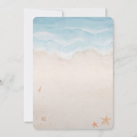 トロピカルビーチピンクフラミンゴブライダルシャワー 招待状 (裏面)