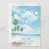 トロピカルビーチフォトウェディングSave the Date 招待状 (正面)