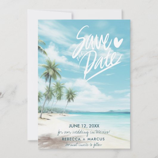 トロピカルビーチフォトウェディングSave the Date 招待状 (正面)
