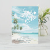 トロピカルビーチフォトウェディングSave the Date 招待状 (スタンド正面)