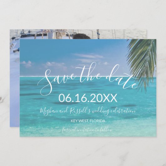 トロピカルビーチフォトウェディングSave the Date 案内状 (正面/裏面)