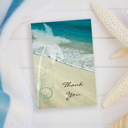 トロピカルビーチフラットサンキューノートカード サンキューカード