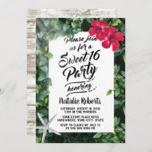 トロピカルビーチフラワー&スターフィッシュスウィート16誕生日 招待状 (正面/裏面)
